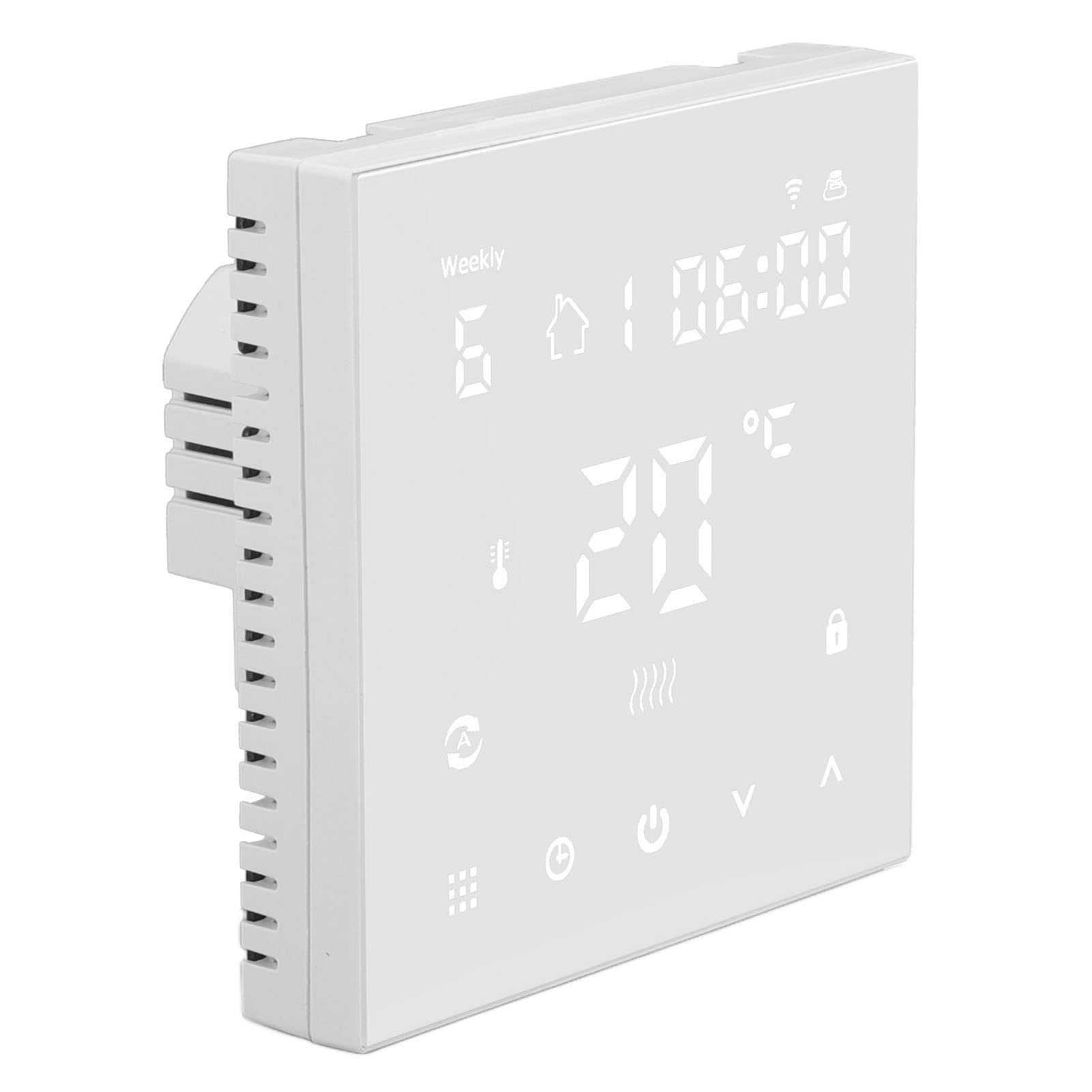 Termostato WiFi digitale con schermo touch, controllo vocale tramite app, termostato intelligente con autocalibrazione per riscaldamento a pavimento.