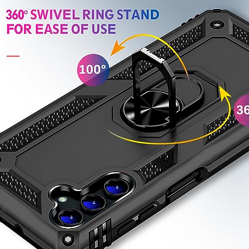 Image of for Samsung Galaxy S24 Plus Case with Screen Protector, Military Grade Rugged Shockproof Heavy Duty S24 Plus 5G Protective Cover for Samsung S24 Plus Magnetic Ring Kickstand Phone Case (Black)