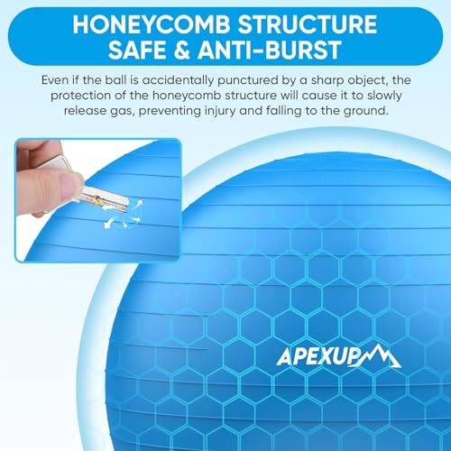 Image of APEXUP Yoga Ball, 660 lbs Anti-Burst Exercise Ball with Pump, 5 Sizes | Anti-Burst, Anti-Slip, SGS Certified, Strengthens Core, Improves Balance & Posture, Boosts Flexibility & Stability