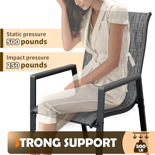 Udpatio Stackable Patio Chairs Set Of 4, Outdoor Stackable Dining Chairs With High Back thumb #8