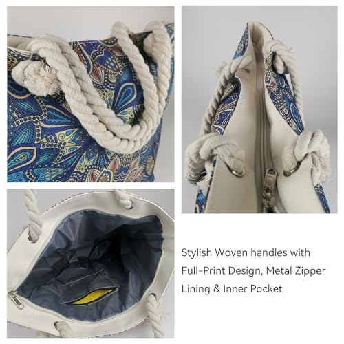Bolsa Boho Beach para mujer, tote de viaje ligera y grande miniatura 5