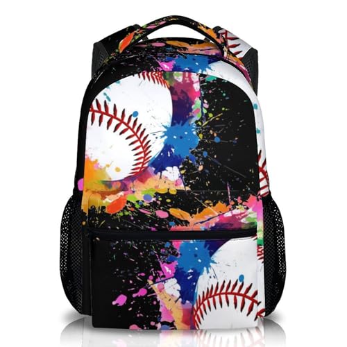School Backpack for Boys, Baseball Schoolbag for Kids Teen Boys Kindergarten Elementary Primary Middle College, 17 Inch Large Capacity Durable Baseball Bookbag