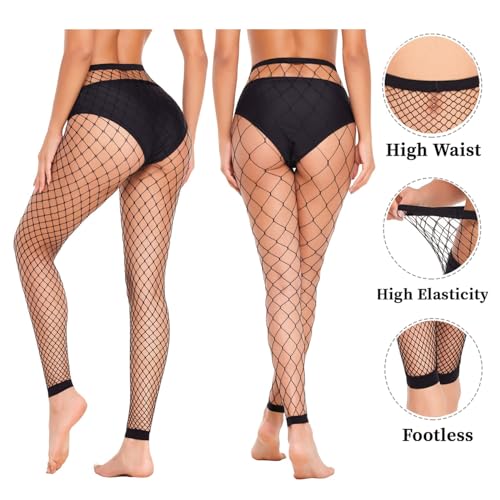 Image of Avidlove Fishnet Stockings for Women Footless High Waist Fishnets Tight | Thigh High Stockings, Open Toe, High Stretch, Comfortable, Gothic Costume, Rave Outfits, for Cosplay, Halloween