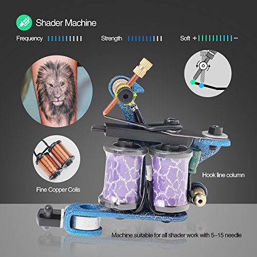 Solong Tattoo TK456 Solong Complete Tattoo Kit 4 Pro Machine Guns 54 Inks Power Supply Foot Pedal Needles Grips Tips Carry Case Tk456-Us thumb #4