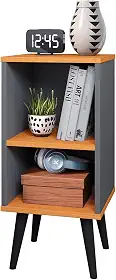 Mesa De Cabeceira Mudo Charme Retro Com Nicho Quarto Cama (Cinza)
