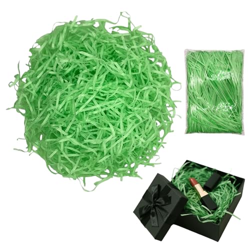 MFCGHXR Papel de Relleno Decorativo para Regalos 300g, virutas de Papel Kraft Verde para Cajas de Regalo, Embalaje para Pascua, Bodas, cumpleaños y Fiestas