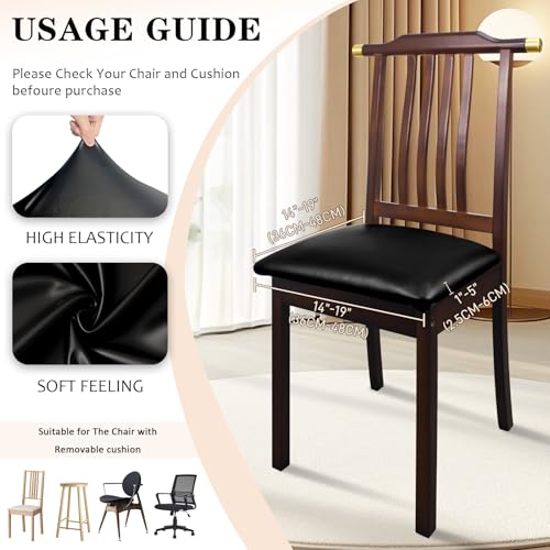 Image of Pu Leather Dining Chair Seat Covers Set of 2, Waterproof Kitchen Chair Covers Stretch Chair Cover for Kitchen /Dining Room /Hotel, Tasteless seat Covers for Chairs (Black - 2 PCS)