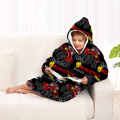 Kids Wearable Blanket Hoodie Oversized Sherpa Strawberry Blanket Sweatshirt - Image 5