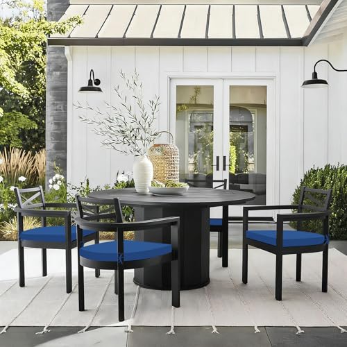 Image of Basic Beyond Outdoor Chair Cushions Set of 4, Outdoor Cushions for Patio Furniture, Water Resistant Patio Chair Cushions with 2 Ties, 17x16x2, Royal Blue
