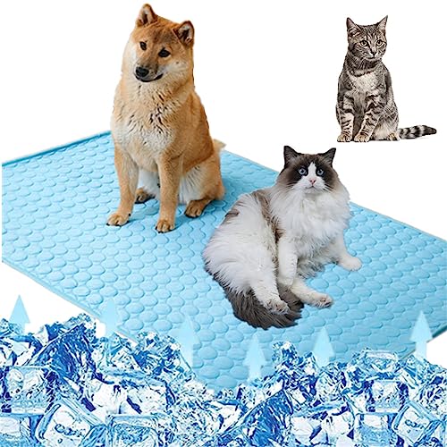 Dog Cooling Mat 40 x 28inch,XL Breathable Washable Summer Pet Cooling Pad Extra Large Dog Cat Self Cooling Pad for Outdoor or Home Use Kennerl, Crates and Beds No Water or Electricity Needed(Blue)