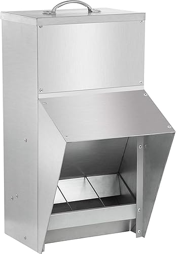 Miniatura 8 de shengyi Comedero galvanizado para pollo de 11.5 a 55 libras, alimentador de aves de corral a prueba de ratas con tapa, resistente a la intemperie