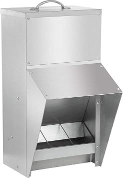 shengyi 11.5-55lbs Galvanized Chicken Feeder - Rat Proof Poultry Feeder with Lid Weatherproof Outdoor Coop Food Dispenser 11.5lbs 8.3x6.3x12.9in