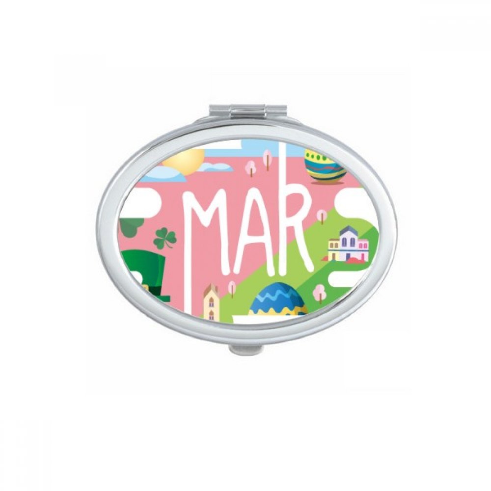 Miroir compact à la main petit cadeau mignon avec illustration multicolore