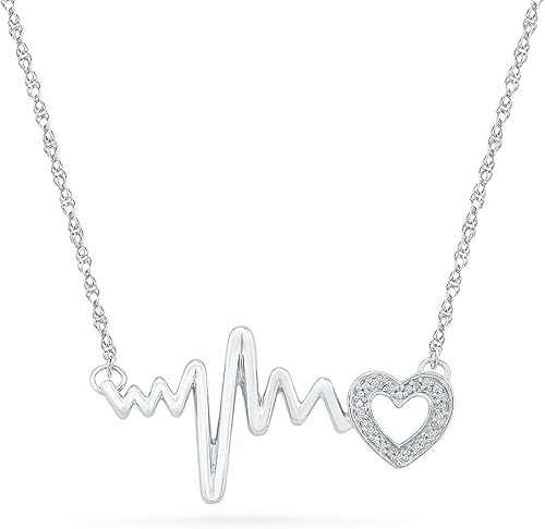 Collar de plata de ley Dgold con diamantes redondos blancos 003 quilates