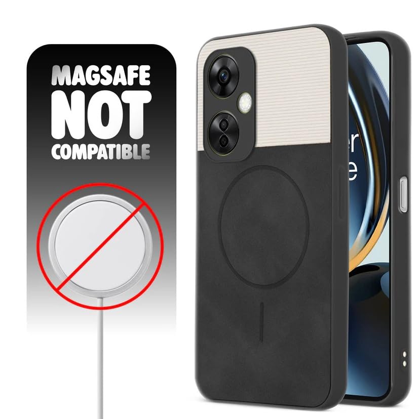 Image of Bintage CASE Dual-Leather Mac Safe Design Phone Case| Soft Touch Finish | Full Camera Protectection Back Cover Compatible for OnePlus Nord CE3 Lite 5G - White & Black