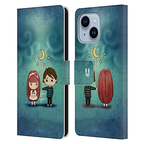 Étui portefeuille en cuir iPhone 14 Plus Head Case Donnez-Vous La Lune design élégant