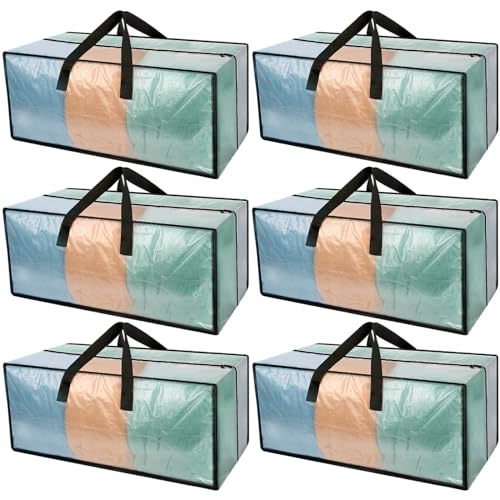 6 Pack Heavy Duty CLear Moving Bags, Large CLear Storage Bags for College Dorm Room Essentials, Alternative to Moving Boxes, Compatible with IKEA Frak