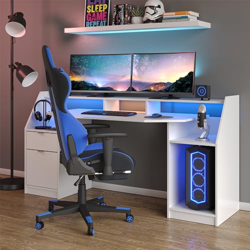 Vicco Computertisch Joel, Computertisch, Weiß, 180 x 66 cm