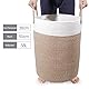 SYLANDO Wäschekorb mit Henkel, Spielzeug Aufbewahrung, Aufbewahrungsbox Geflochten, Wäschesammler Groß, Aufbewahrungskorb Kinderzimmer (Braun&Weiß, D 38 x H 50 CM)