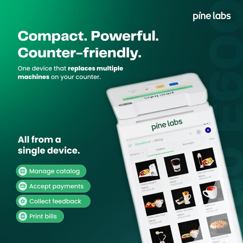 Image of Pine Labs Duo Android POS Machine | Accept All Payments - Credit Card, Debit Card, UPI, QR Code | Dual Touchscreen EDC Machine | Built-in Thermal Printer | 4G + Wi-Fi + Bluetooth | Card Swipe Machine