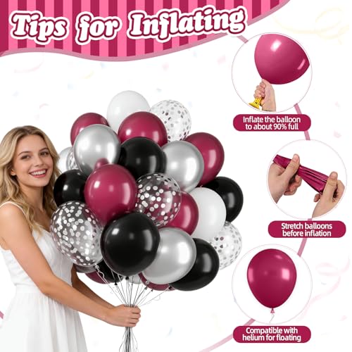 Image of Burgundy Balloons, 50 Pcs Maroon for Wedding Birthday Baby Shower Party