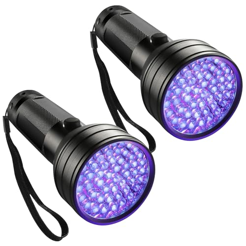 BAIFULAI 2 Stück UV Schwarzlicht Taschenlampe mit 51 LEDs, UV Lampe, Bernstein Detektor, Urin Detektor, Geldscheinprüfer BAIFULAI 2 Stück UV Schwarzlicht Taschenlampe mit 51 LEDs, UV Lampe, Bernstein Detektor, Urin Detektor, Geldscheinprüfer