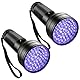 2 Stück UV Schwarzlicht Taschenlampe mit 51 LEDs, UV Taschenlampe, UV Lampe, UV Lampe Bernsteinsuche, UV Taschenlampe Bernstein, UV Licht Lampe Haustiere Urin Detektor, Geldscheinprüfer
