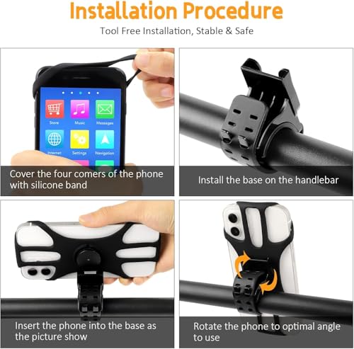 Image of Universal 360 Rotatable Bicycle Mobile Phone Holder for iPhone 13 /12 /11 /Pro Max /Pro /Mini /SE /XS /XR, 4.5-7 Inch Smartphones