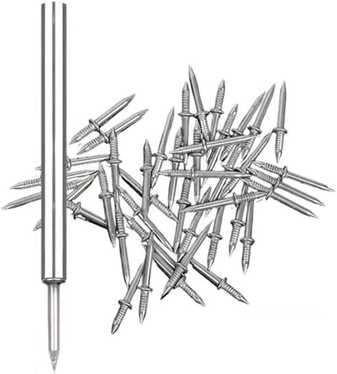 Generic 500Pcs Double-Head Skirting Thread Seamless Nail Double Headed Nails Invisible Security Screws with 5 Installation Tool Durable - (Color: Silver)