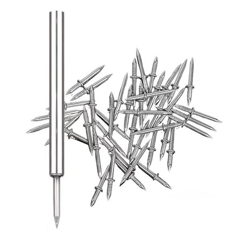 Generic 500Pcs Double-Head Skirting Thread Seamless Nail Double Headed Nails Invisible Security Screws with 5 Installation Tool Durable - (Color: Silver)