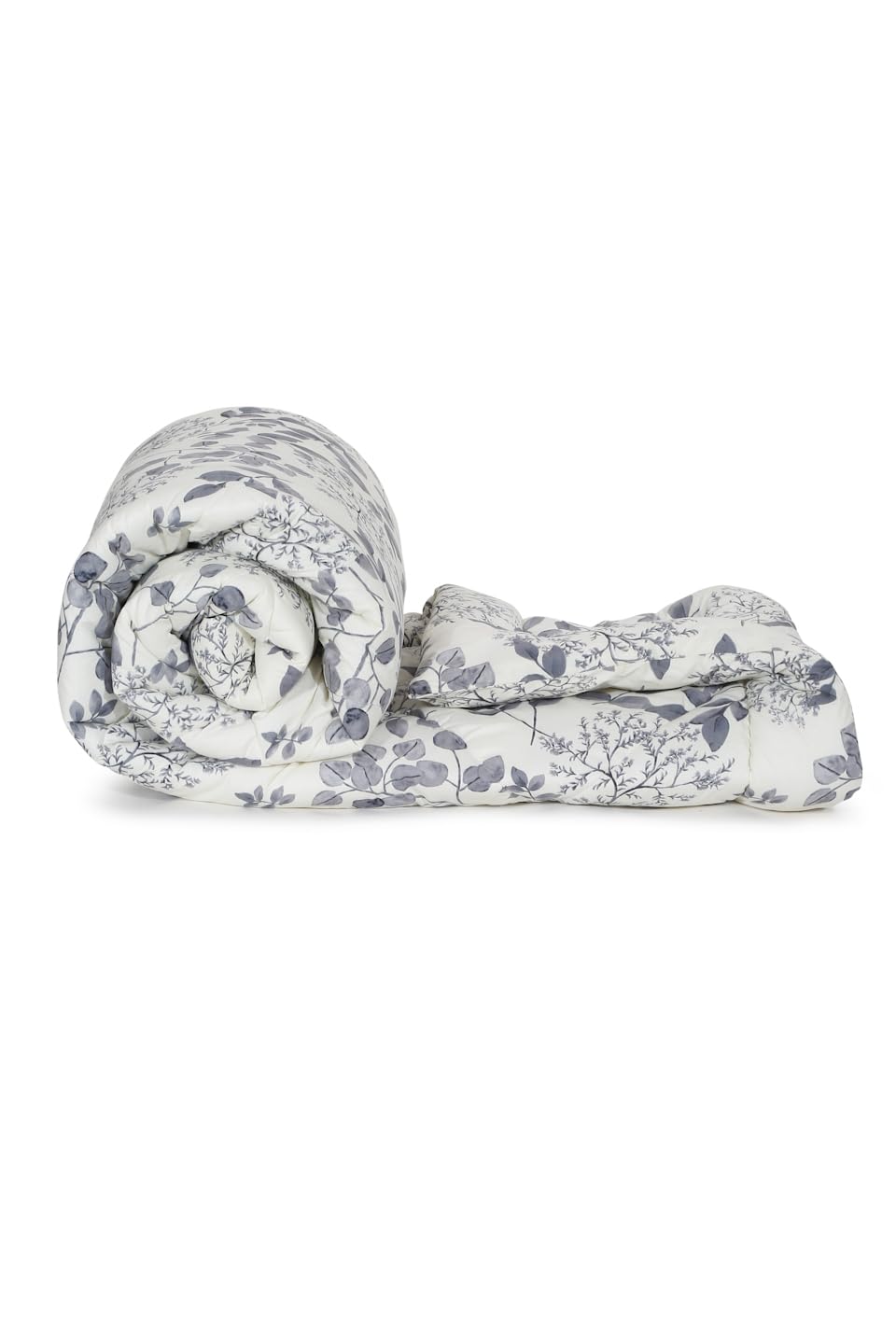 Amazon Brand - Solimo Single Microfiber Comforter | 200 GSM | Warm & Cosy (Grey Floweret)