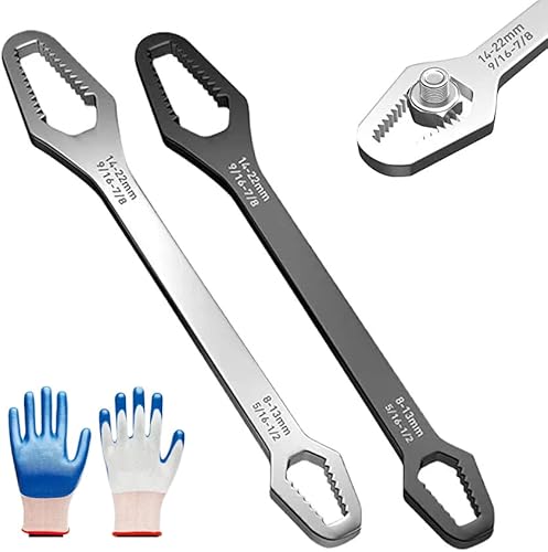 2PCS Universal Adjustable Double-ended Torx Wrench, 8mm-22mm Self-tightening Adjustable Multifunctional Wrench Repair Tools,Adjustable Wrench Tool For Home Repair and Auto Repair, Cool Tools for Men