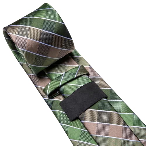Image of Dubulle Mens Paisley Floral Silk Tie for Men Striped Necktie and Pocket Square Cufflinks Set Wedding Business
