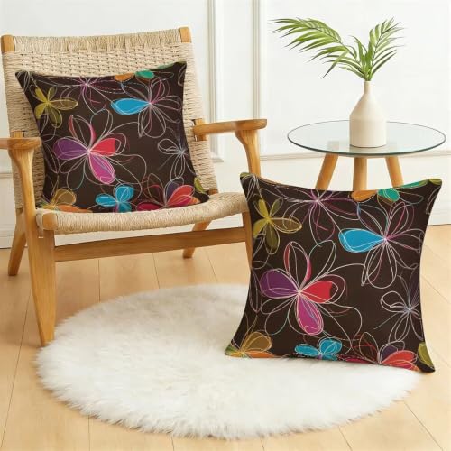 Housse coussin fleur marron café 35x35 protégeant vos sièges de la pluie - 6