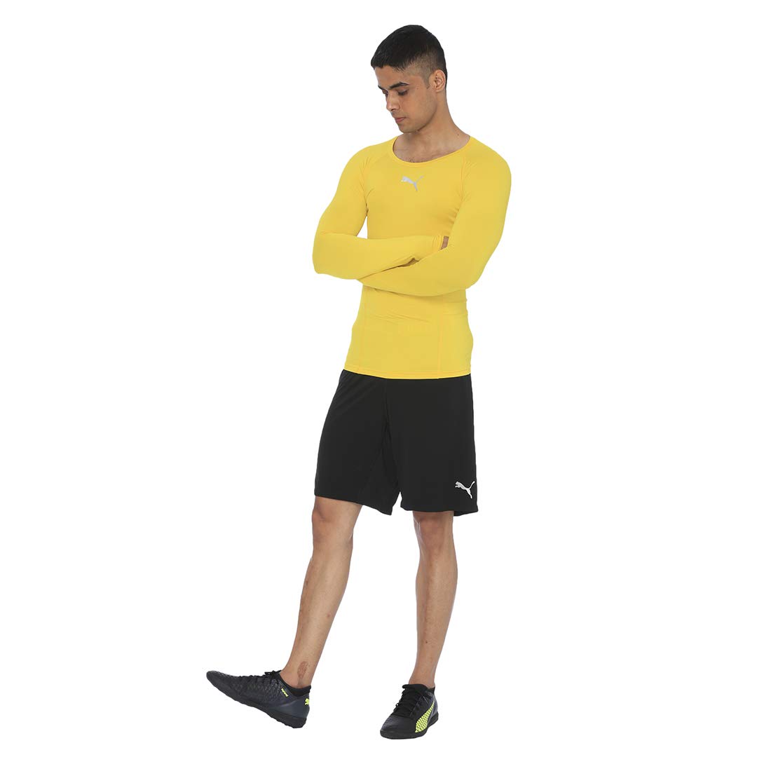 Puma Mężczyźni Liga Baselayer Tee Ls Koszulka Kompresyjna, Żółty (Cyber Yellow), M