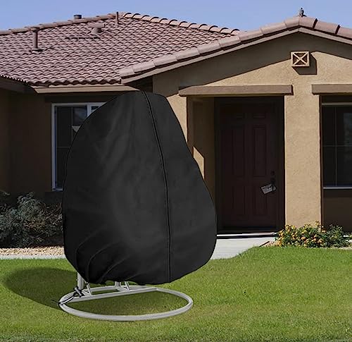 غطاء كرسي بيضاوي مزدوج - 231 × 203 سم، غطاء كرسي معلق على شكل بيضة 420D اوكسفورد متين مقاوم للماء للشرفة والارجوحة البيضاوية مع سحاب