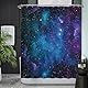 Ulticool Duschvorhang - Natur Galaxie Universum Planeten Sonnensystem - 180 x 200 cm – Anti Schimmel - Waschbar – Wasserdicht - mit 12 Ringe - Blau Violett