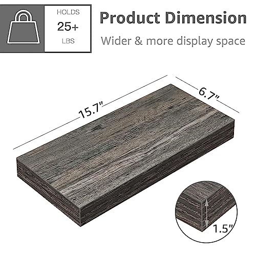Image of QEEIG Floating Shelves for Wall Bathroom Shelf Bedroom Kitchen Living Room Farmhouse Small Book Shelf 16 inch Set of 4, Grey (015-GY4)