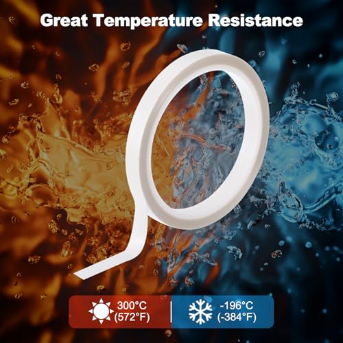 Image of PATIKIL Heat Resistant Tape, 0.2 Inch x 33 Feet High Temperature Tape PTFE Adhesive High Heat Tape Waterproof for Vacuum Sealer Machine Insulation Protection, White, 0.18mm Thick