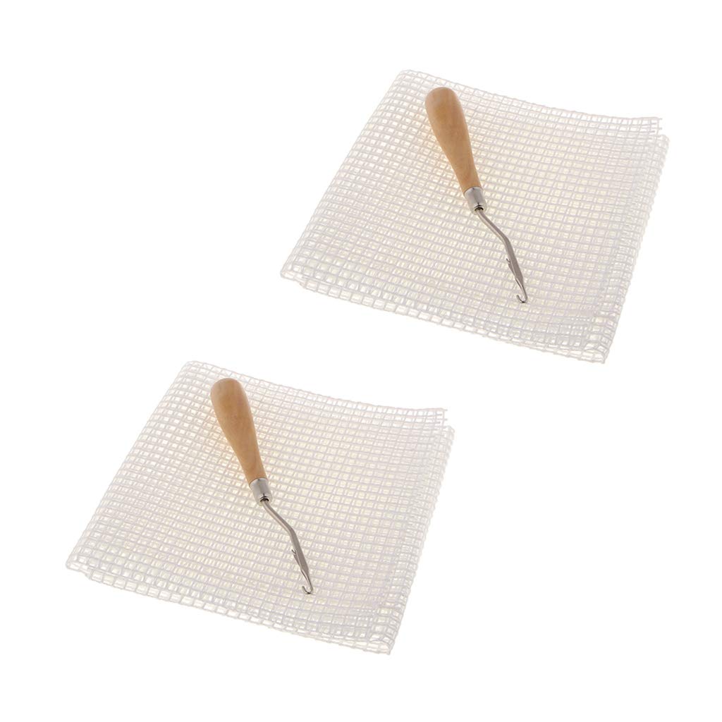 CALANDIS™ 2 Sets Blank Canvas Mesh & Wooden Bent Latch Hook DIY Rug Cushion Mat Making | Latch Hooked Rugs | Needle Arts & Crafts | Handcrafted & Finished Pieces-image-25