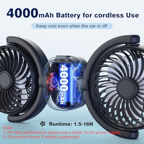 Hayousui Rechargeable Dual-Head Car Fan