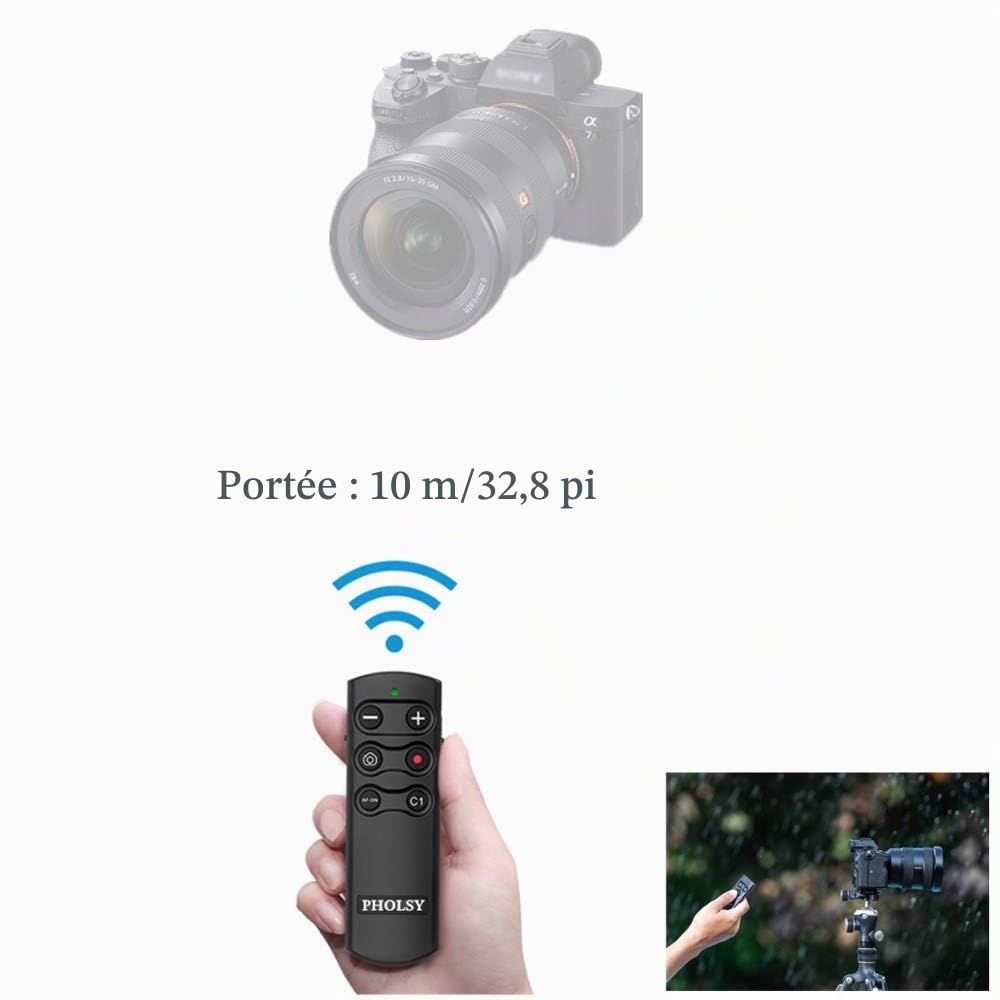 PHOLSY Caméra Télécommande sans Fil RMT-P1BT Bluetooth Compatible avec Sony | Compatible avec Sony a1, a7C, a6400, a6600, a6700, a7M3, a7M4, a7RM3, a7RM4, a7SM3, a9, a9M2, RX0M2, RX100M7, ZV-1, ZV-E10