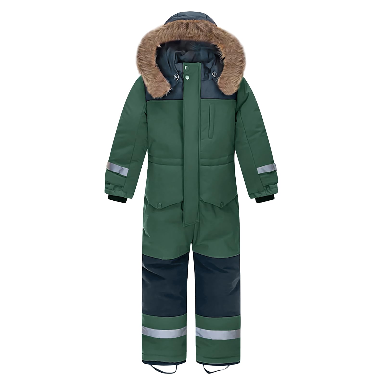 L SERVER Kinder skipak voor jongens met capuchon, winddicht, waterdicht, sneeuwoverall voor meisjes, warm sneeuwpak, dikkere skioverall met reflecterende strepen, geel, 116