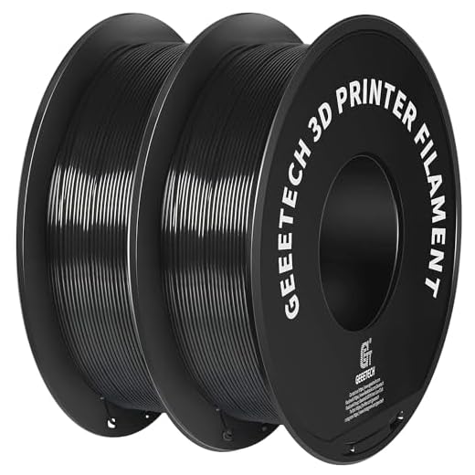 Geeetech 3D Printer Filament, PLA Filament 1.75mm Bundle 2kg for 3D Printer, Dimensional Accuracy +/- 0.02 mm (Black 2-Pack)
