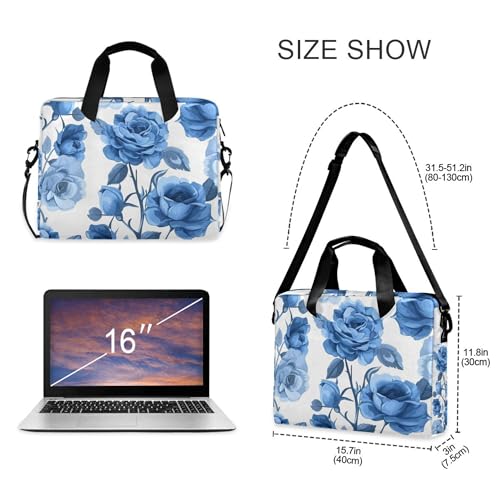 Funda para portátil con diseño floral azul, 13-15.6 pulgadas miniatura 4