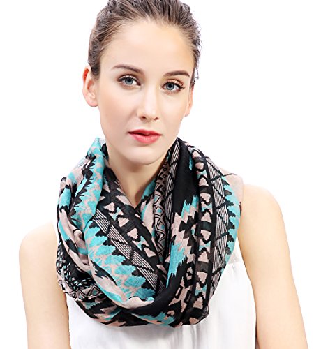 Ethnic Aztec Tribal Geometric Print Women's Infinity Scarf Lightweight