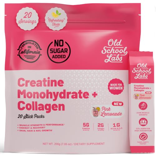 Image of Old School Labs Creatine for Women with Collagen and BCAA, Pink Lemonade