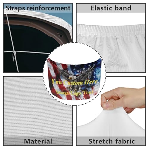 Image of American Flag Bald Eagle Custom Design Car Hood Cover 59x39 Inch Car Hood Wrap Blankets Waterproof Stretchable Automotive Hoods Flag for Compact SUV Sedans Trucks
