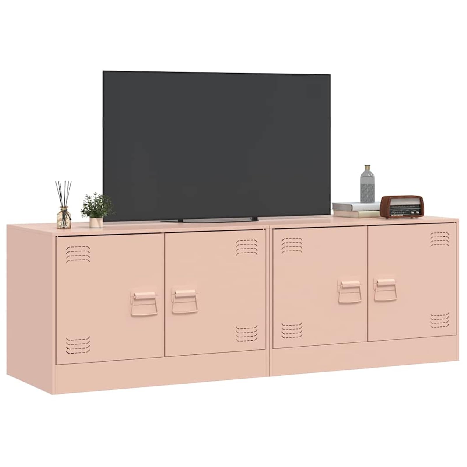 Gecheer TV-Schränke 2 STK. Rosa 67x39x44 cm Stahl, Moderne TV Lowboard Wohnwand Fernsehschrank für Home-Cinema Gamerzimmer Wohnungen Büro841634