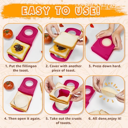 Metal Sandwich Cutter and Sealer - Round Crustless Sandwich Cutter for Peanut Butter and Jelly Sandwich Maker, PB&J Snacks Party Food Prep